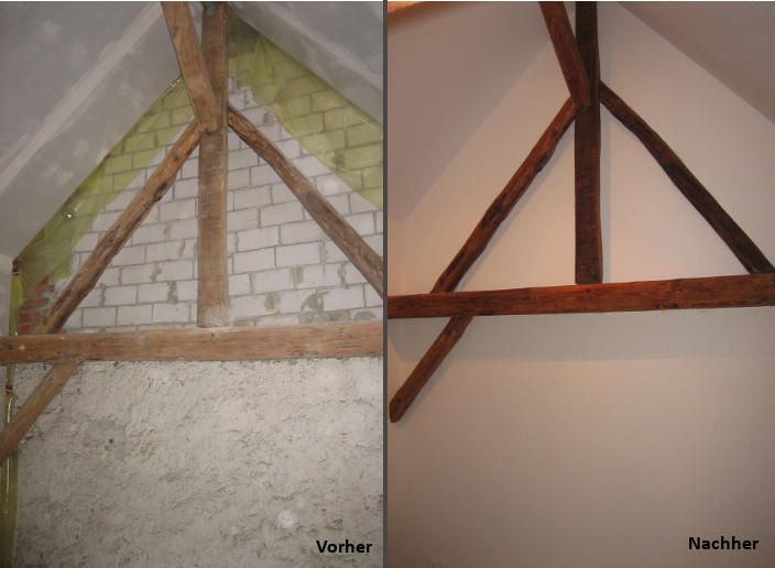 Fachwerkwand vorher - nachher